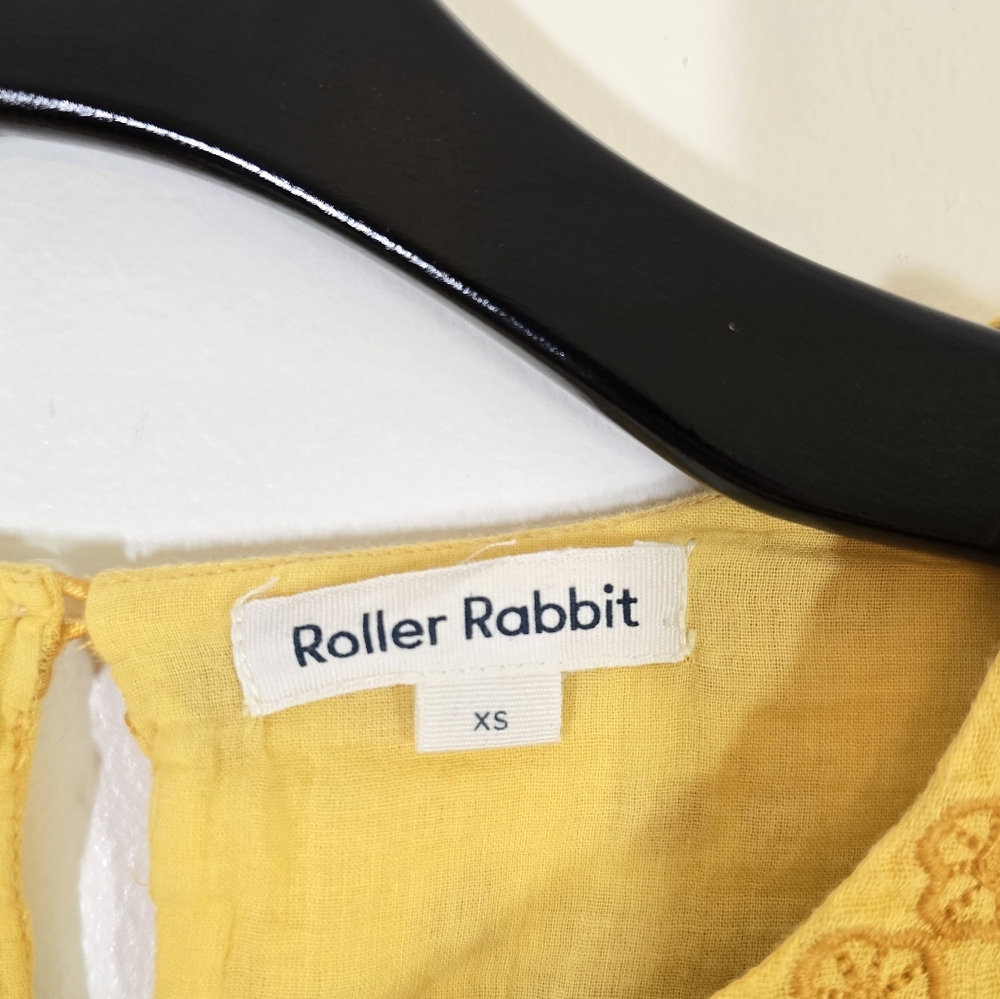 Roller Rabbit Flowy Yellow Embroidered Top Blouse XS - Picture 5 of 6